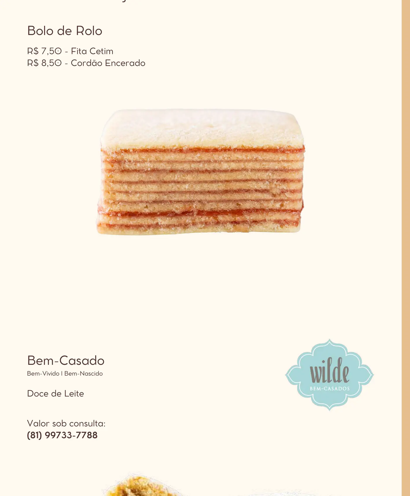 Bolo de rolo embalado como lembrança de casamento