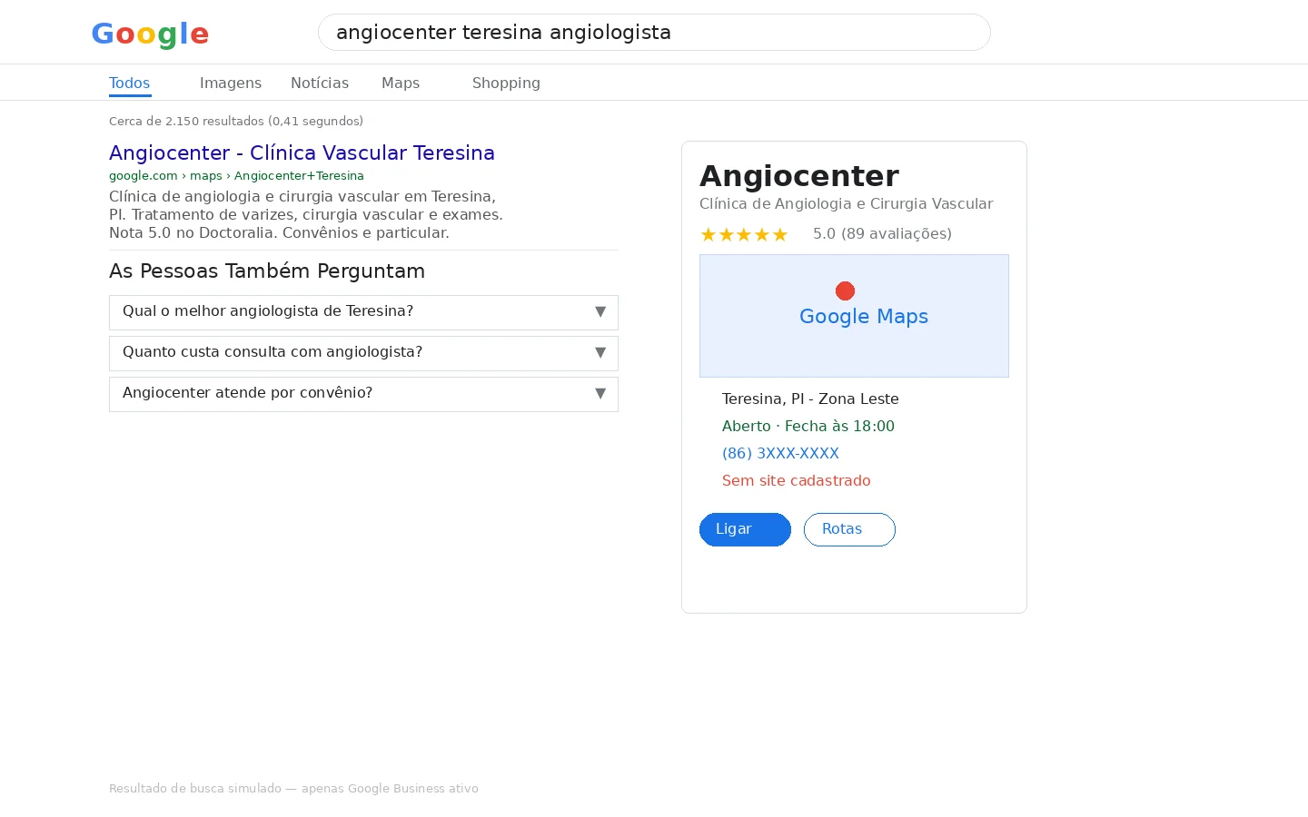 Angiocenter — apenas Google Business